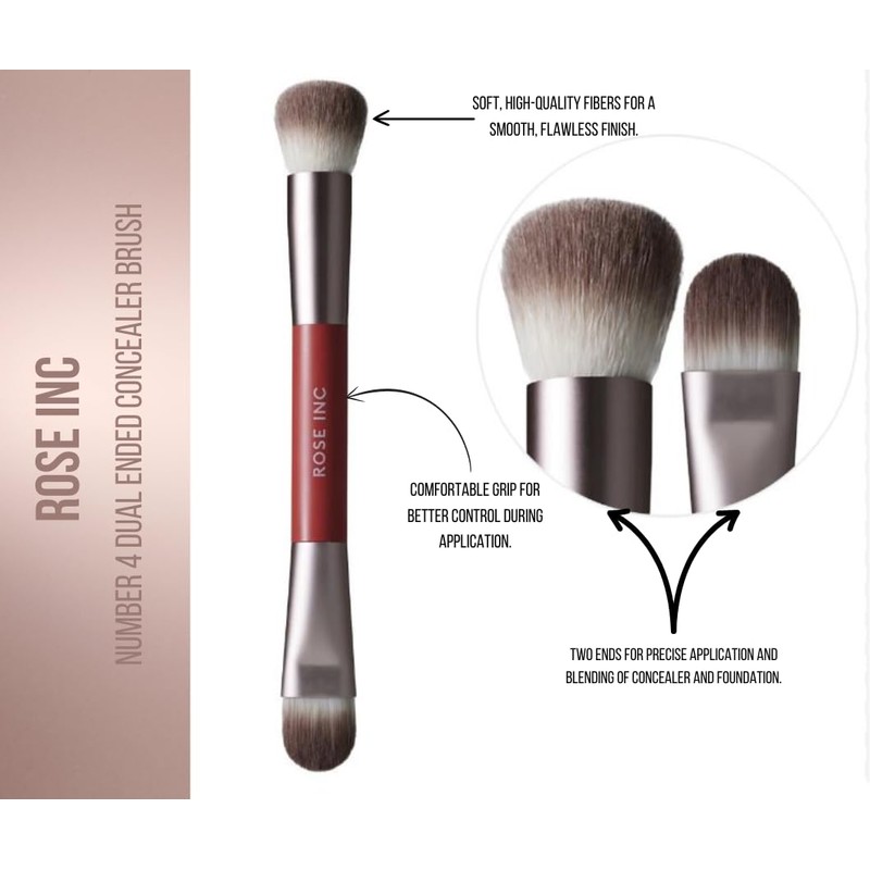 Rose Inc Number 4 Dual-Ended Concealer Brush - Vegan 2-in-1