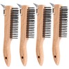 SUPERCLN Wire Brush Wooden Curved Handle Scratch Brushes with Scraper,Wire