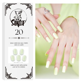 StreetKitty Semi Cured Gel Nail Strips, Classic Gloss Collection, 20 pcs Salon-Quality Gel Nail Wraps, Last up to 3 weeks, Vivid Glossy Colours Pallet (1, Classic Lime)