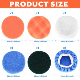 7 Pcs Car Polishing Pads for Drill, 100mm/4 inch Drill Polishing Pads Kit, Wool Buffing Pads, Car Polishers and Buffers Foam Sponges for Auto Sanding Waxing