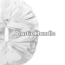 Hooshing 2PCS White Cheerleading Pom Poms with Baton Handle Cheer Pom Poms for Team Spirit Sports Dance Cheering Kids Adults