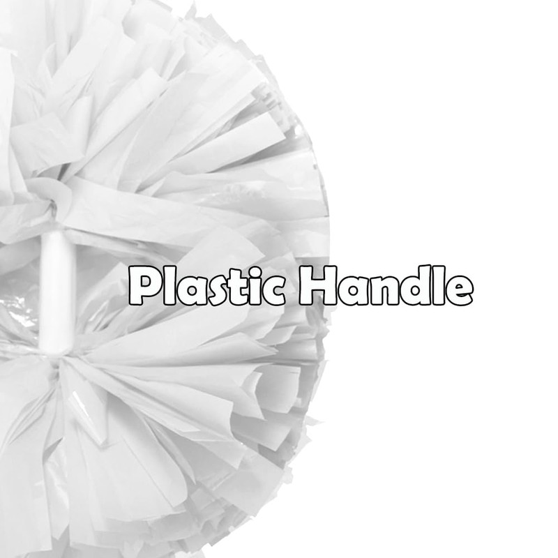 Hooshing 2PCS White Cheerleading Pom Poms with Baton Handle Cheer