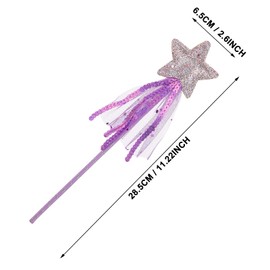 Prasacco 6 Pcs Fairy Wands for Kids Glitter Princess Wands Star Wand Toy Wands for Girls Fairy Stick for Christmas Costume Prop Birthday Party Supply Cosplay Accessories