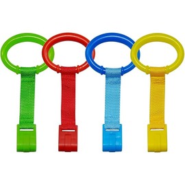 4 PCS Plastic Baby Crib Pull Rings - Kids Walking Exercises Assistant Stand Up Rings for Infant Toddler Practice Tool - 4 Colors