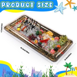 2 Pieces Inflatable Serving Bar Glittering Confetti Food Cooler Buffet with Drain Plug, Inflatable Ice Serving Bar for Food and Drinks for Pool and Outdoor Events(Black)