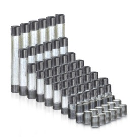 CMI Inc - 3/4 inch x 66 Industrial Steel Galvanized Pipe Assorted Pack – Includes 3/4" Galvanized Threaded Pipe Nipples and Fittings, Perfect for DIY Home Furniture, Decor, and Shelving