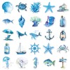 50PCS Blue Ocean Graffiti Stickers for Water Bottle Phone Guitar