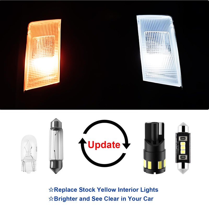 Super Bright LED Interior Lights, 6000k White Bulb Kit for