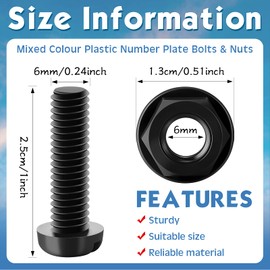 Frienda 24 Sets Car Plastic Number Plate Screws with Nuts Mixed Color License Plate Bolts and Nuts Fixing Kit Number Plate Screws and Caps for Car Automotive Motorcycle Accessories Supplies