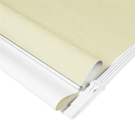 100% Blackout Roller Window Shades, Striped Jacquard Window Blinds with Thermal Insulated, UV Protection Waterproof Fabric, Roll up and Down Shades Home and Office(Beige - 34" W x 72" H)