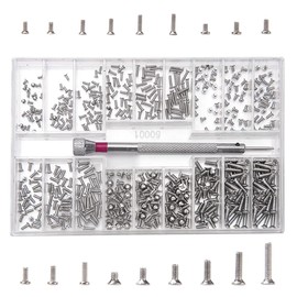 YIXISI YIXISI 500 Stck Kleine Schrauben Sortiment Kit, M1.2 M1.4 M2 Winzige Mikroschrauben, Uhrenbrille Computer Ersatzschrauben, Edelstahl Reparaturschrauben Set mit Schraubendreher, Silber