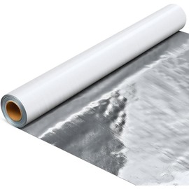 USEP Radiant Barrier Reflective White/Silver Vapor Barrier Insulation Solid Non Perforated Roll Attic Foil Commercial Grade Heavy Duty Crawlspace Encapsulation, Etc (4ft x 50ft (200 sqft))
