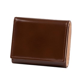 Flying Horse Men's Trifold Wallet, Compact Wallet, Cordovan Leather, Genuine Leather, Braun