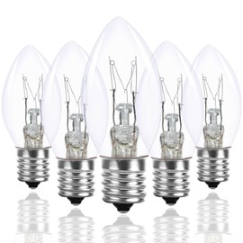 25 Pack C7 Clear Replacement Bulbs Waterproof UL Certified 5w Incandescent for Indoor/Outdoor Use and Christmas Tree String Lights