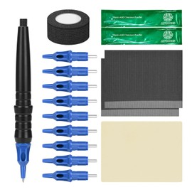 zalati Tattoo Practice Set Tattoo Practice Pen with 9pcs Refill Pens Manual Hand Tools Kit for Beginner Practice - Blue