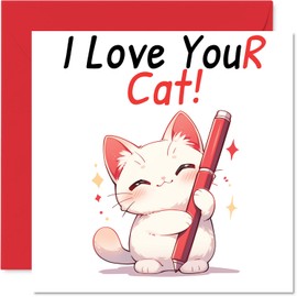 Cat Birthday Card - I Love YouR Cat! - Happy Birthday Card from Brother Friend, 145mm x 145mm Playful Greeting Cards