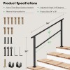 VIVOSUN Iron Outdoor Handrail,3-4 Step Stair Railing, 54"x36" Fits 1