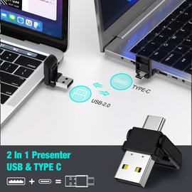 USB Type C Rechargeable Wireless Presenter Remote for Powerpont Presentations with Volume Control -Presentation Clicker Slide Advancer for Mac Computer Laptop