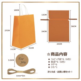 TEMLUM Wrapping Bag, Gift Bag, With Ribbon, Paper Bag, Handbag, For Presents, 6 Colors, Gift Packaging, Solid, Thick, Stylish, Recyclable, Christmas, Birthday, Wedding, Storage (Set 01)