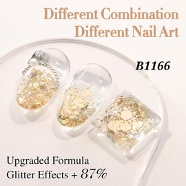 Double Rhythm 0.5Oz Glitter Gel Polish Shimmer Reflective Color for Nail Art Salon DIY Soak Off 15ml Nail Lamp Gel Polish at Home (Golden-B1166)