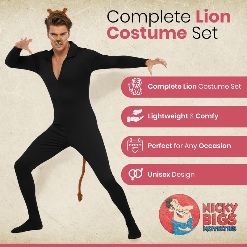 Nicky Bigs Novelties Lion Costume Accessory Set for Adults Brown