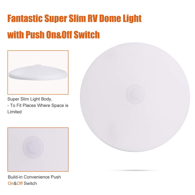 Facon 6-Pack Ultra Slim 4.5'' 12V RV Puck Lights w/Switch,