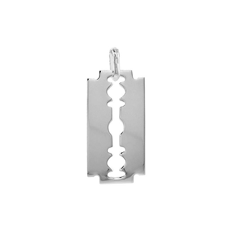 Sterling Silver Razor Blade Necklace with 24 inch Surgical Steel