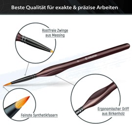 CreaTek Paint Brush Set – 5 Extra Fine Brushes for Details – Perfectly Designed for Acrylic, Watercolour + Oil Paint | Model Making Brush, Painting by Numbers Brush, Miniatures Painting, Nail Art Brush