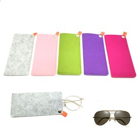 LIANCHEN Pack of 5 Portable Felt Glasses Storage Case Slip In Glasses Case Multicoloured Soft for Men and Women for Storage of Sunglasses Keys Credit Cards, a