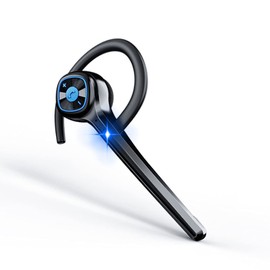 AYI IHAO Wireless Bluetooth Earpiece Headphone Dual Noise Cancelling Mic Painless Open-Ear Handsfree Headset Stereo Sound Left/Right Changeable Earhook Earphones for Driving/Business/Gym