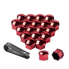 AuMoHall 19mm Car Wheel Hub Lugs Nuts Bolts Cover Protective Cap Dust Protective Tyre Valve Screw Cap Cover 20 Pack, Red