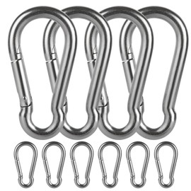 8PCS Heavy Duty Carabiner Clip 4 Inch Spring Snap Hook, M10 Carbon Steel Quick Links Keychain 10mm Snap Link Chain, Large Snap Hook Large Carabiner Bulk for Hammock Swing Camping Hiking Gym