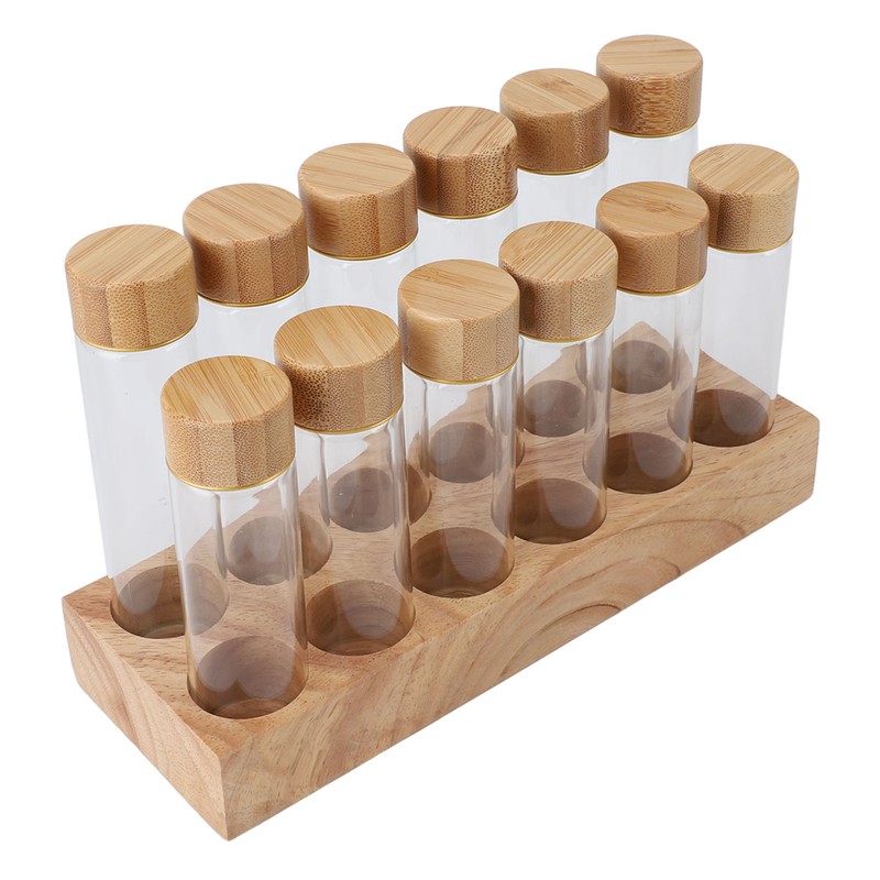 Coffee Bean Storage Tube Glass Coffee Bean Cellar with Wooden