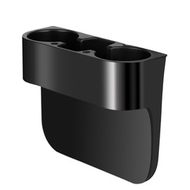 AULESSE 2PCS Seat Wedge Cup Holder for Car, Seat Gap Filler Cup Organizer Storage Box with Coaster(Black)
