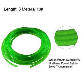 uxcell 10ft 4mm PU Transmission Round Belt High-Performance Urethane Belting Green for Conveyor Bonding Machine Dryer