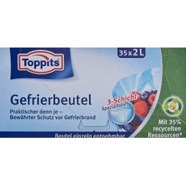 Toppits Gefrierbeutel 2 Liter Transparent, 35 Stück