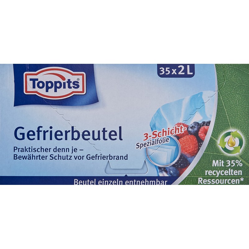 Toppits Gefrierbeutel 2 Liter Transparent, 35 Stück