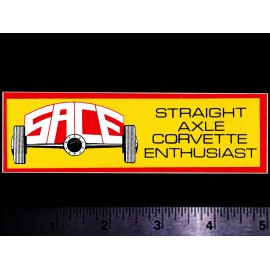 SACE Straight Axle Corvette Enthusiast  Orig. Vintage Racing Decal/Sticker Chevy