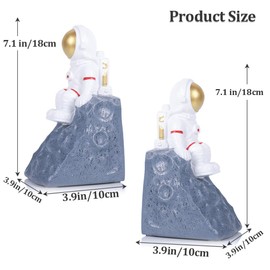 Gray Astronaut Bookends Set of 2 - Heavy Duty with Anti-Slip Base - Space Decor Bookends for Kids Rooms, Desktop & Bookcase Decor - Unique Book Holders for Office & Home