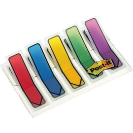 Post-It 684Arr1 Arrow 1/2-Inch Page Flags, Blue/Green/Purple/Red/Yellow, 20/Color, 100/Pack
