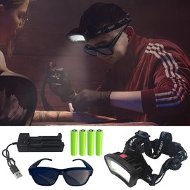 Nevixtal Tattoo Work Headlamp,LED Rechargeable Headlamp,Tattoo Supplies,Super Bright Head Lamp,Tattoo Special Polarized Light Filter lampshade,Eliminating Shadowsl.