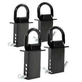 KUAFU 4Pcs Adjustable Trailer Stake Pocket D Ring 5400LBS/ Each Compatible with Standard 2" x 4" Stake Pockets & Flatbed Trucks W/ 1/2" Hitch Pin Powder Coated Black Heavy Duty Steel