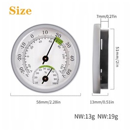 Thermometer Hygrometer, Indoor Analogue 2-in-1 Hygrometer Indoor Analogue & Thermometer, 5.8 cm Indoor Humidity Meter, Thermo-Hygrometer for Homes, Greenhouses, Gardens, Green