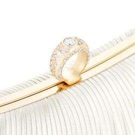 Fashion Women's Evening Bags, Artificial Silk Luxury Handbags with Chain Stylish Purses for Wedding Party (Almond)