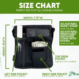 Waitress Apron with 5 Pockets - Black Server Apron with Adjustable/Removable Waist Strap and Shoulder Strap, Server Pouch Side Apron for Men, Woman, Restaurant, Waiter, Waitress, and Bartender