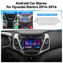 SIXTOP [4+64G] Android Car Stereo for Hyundai Elantra 2014-2016 with Carplay Android Auto Mirror Link 9 inch Touch Screen 1280*720 Bluetooth 5.0 FM/RDS DSP 32EQ WiFi GPS Change Desktop Theme AI Voice