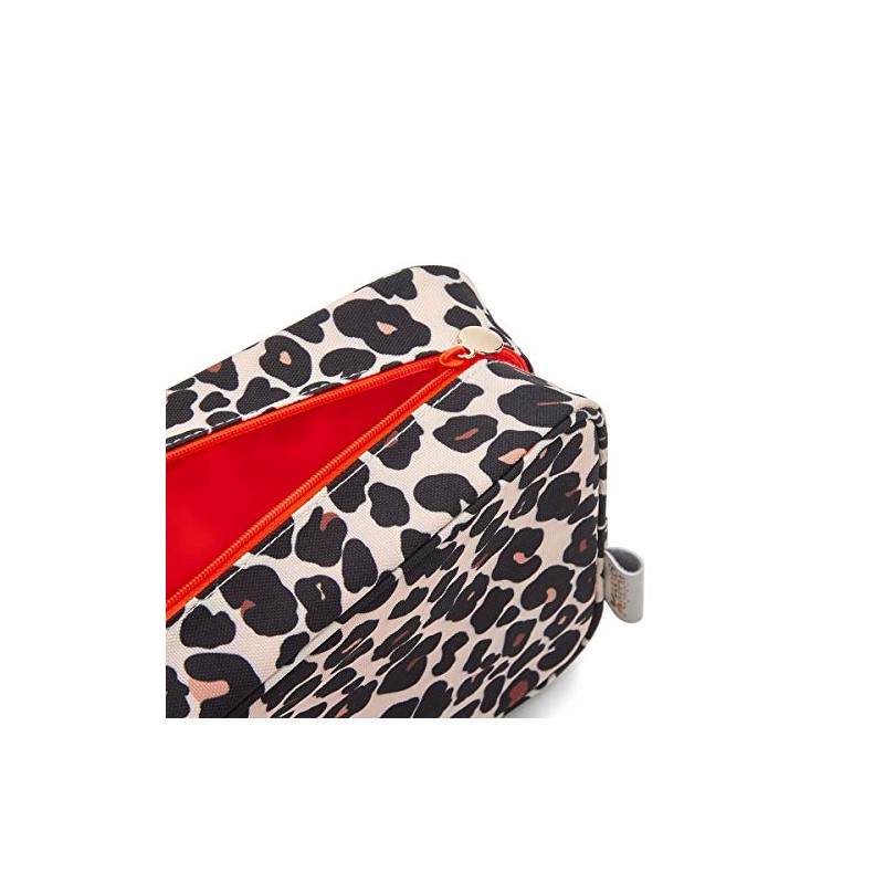 Victoria Green Large Makeup Bag Leopard Tan