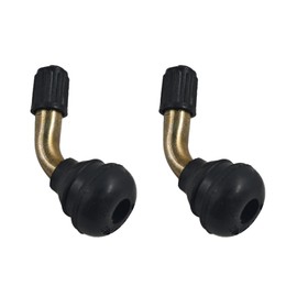 Runseaway 2Pcs PVR70 Valve Stem Bent 45 Degree Angled, Brass Wheel Valve Stems, Snap-in Rubber Base, Compatible with Tubeless Tire Rim for Motorcycle, Scooter, ATV, Lawn Equipment