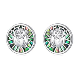 Sterling Silver Rose Earrings Hypoallergenic Abalone Shell Rose Flower Stud Earrings Rose Jewelry Gifts for Women Mom Mother Wife