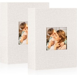 Lanpn Photo Album 13 x 18 cm 50 2 Packs Linen Slip-in Album for Portrait Format 50 13 x 18 Photos Beige